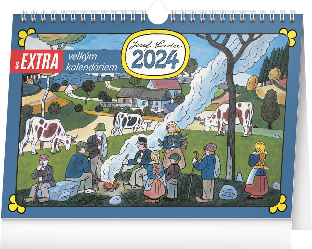 Stolní kalendář s extra velkým kalendáriem Josef Lada 2024, 30 x 21 cm