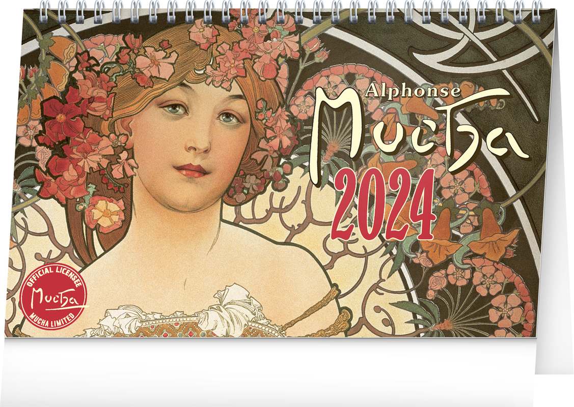 Stolní kalendář Alfons Mucha 2024, 23,1 x 14,5 cm