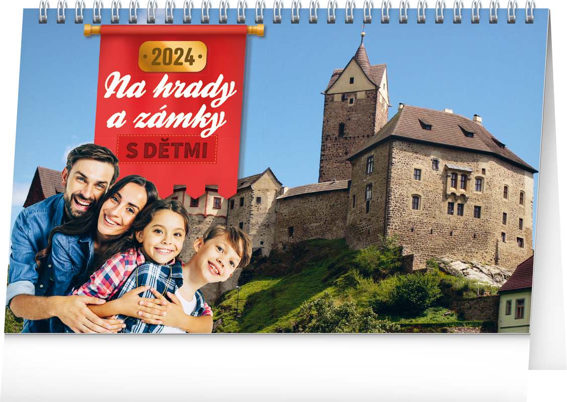 Stolní kalendář S dětmi na hrady a zámky 2024, 23,1 x 14,5 cm
