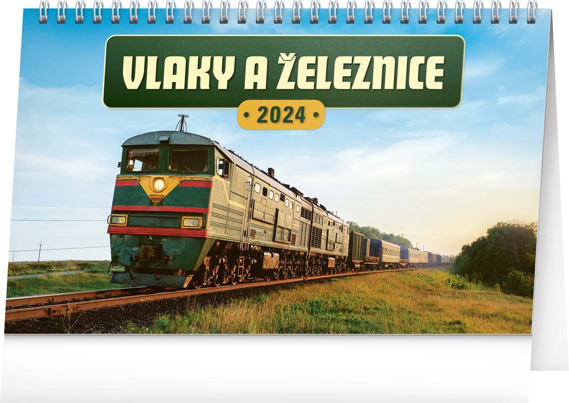 Stolní kalendář Vlaky a železnice 2024, 23,1 x 14,5 cm