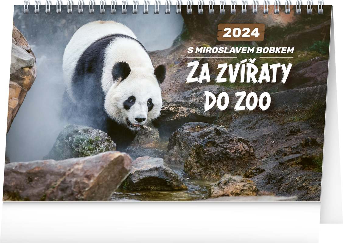 Stolní kalendář Za zvířaty do zoo - Miroslav Bobek 2024, 23,1 x 14,5 cm