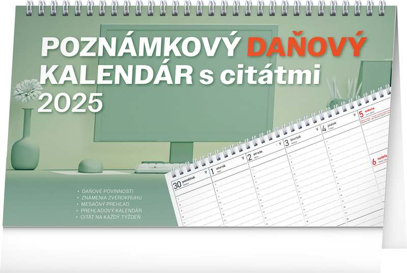 Stolový kalendár Poznámkový daňový s citátmi