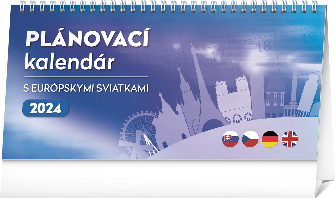 Stolový kalendár Plánovací s európskymi sviatkami 2024, 25 x 12,5 cm