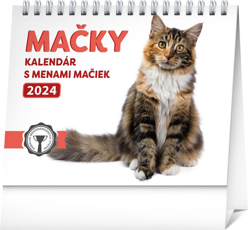 Stolový kalendár Mačky - s menami mačiek 2024, 16,5 x 13 cm