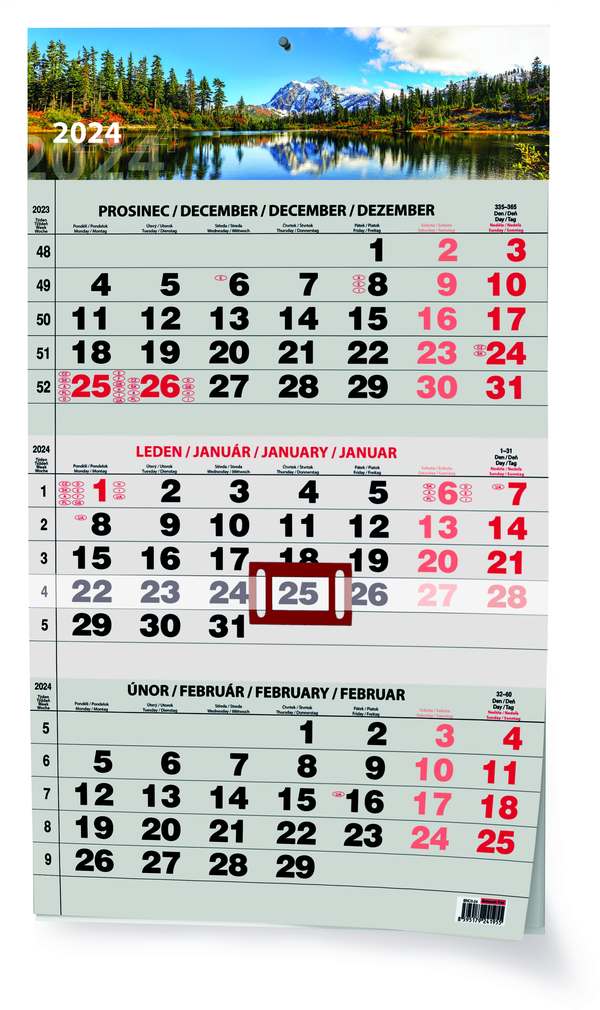 Nástěnný kalendář A3 - Tříměsíční - s mez. svátky - černý Příroda