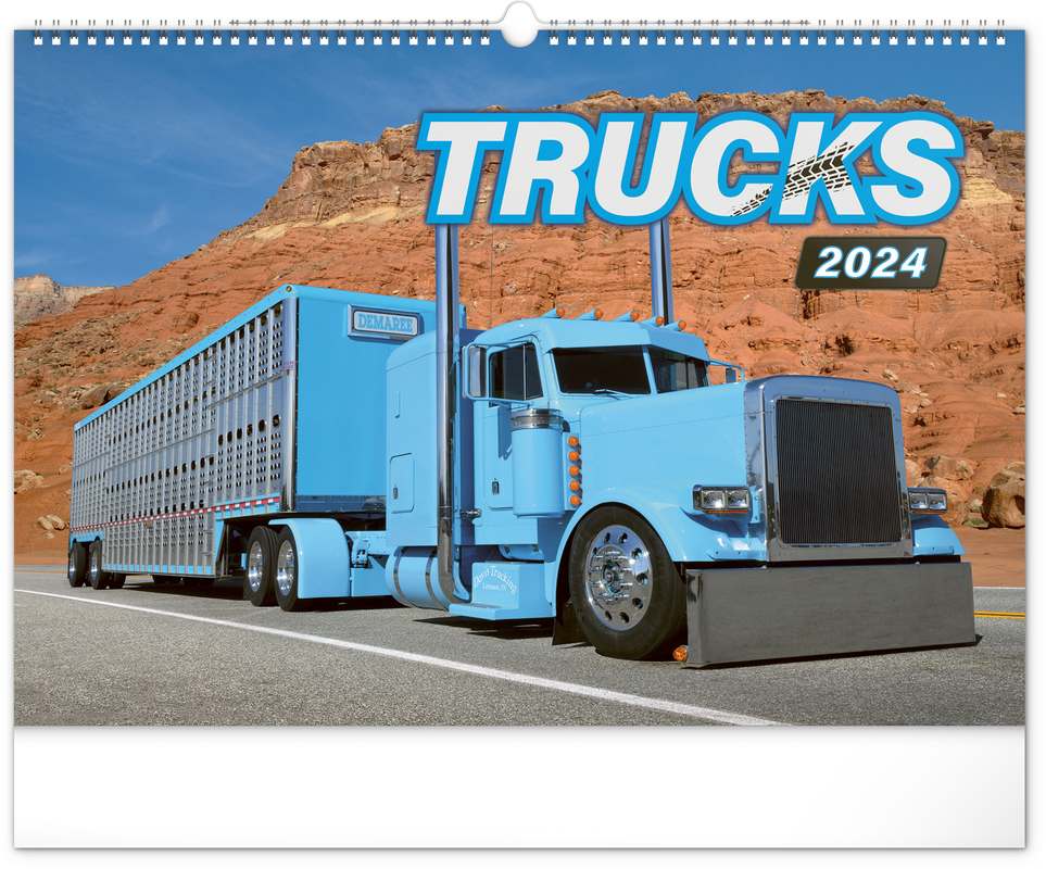 Nástěnný kalendář Trucks 2024, 48 x 33 cm