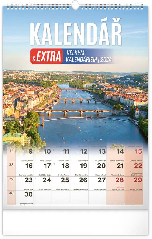 Nástěnný kalendář 2024 s extra velkým kalendáriem, 33 x 46 cm