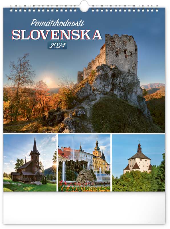 Nástenný kalendár Pamätihodnosti Slovenska 2024, 30 x 34 cm