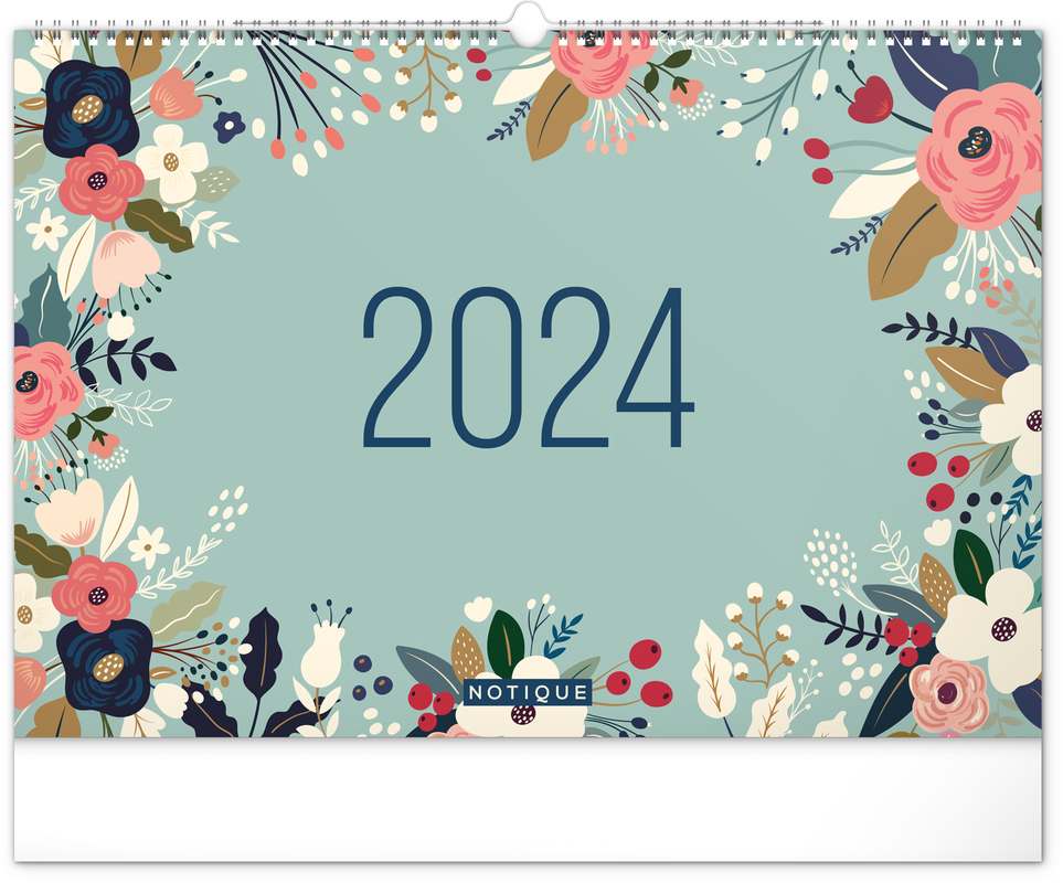 Nástěnný plánovací kalendář Květy 2024, 48 x 33 cm