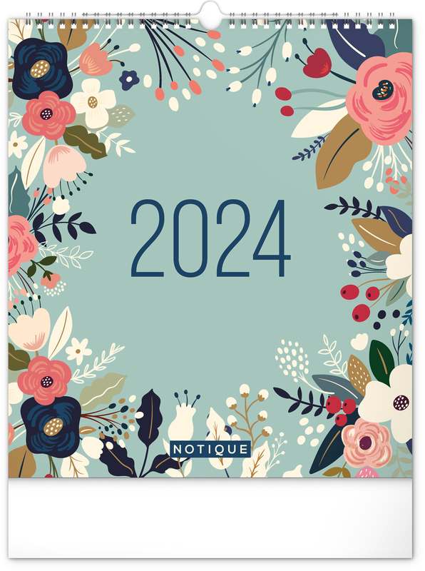 Nástěnný plánovací kalendář Květy 2024, 30 x 34 cm