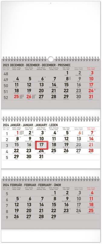 Nástenný kalendár 3-mesačný štandard skladací SK 2024, 29,5 x 69,5 cm