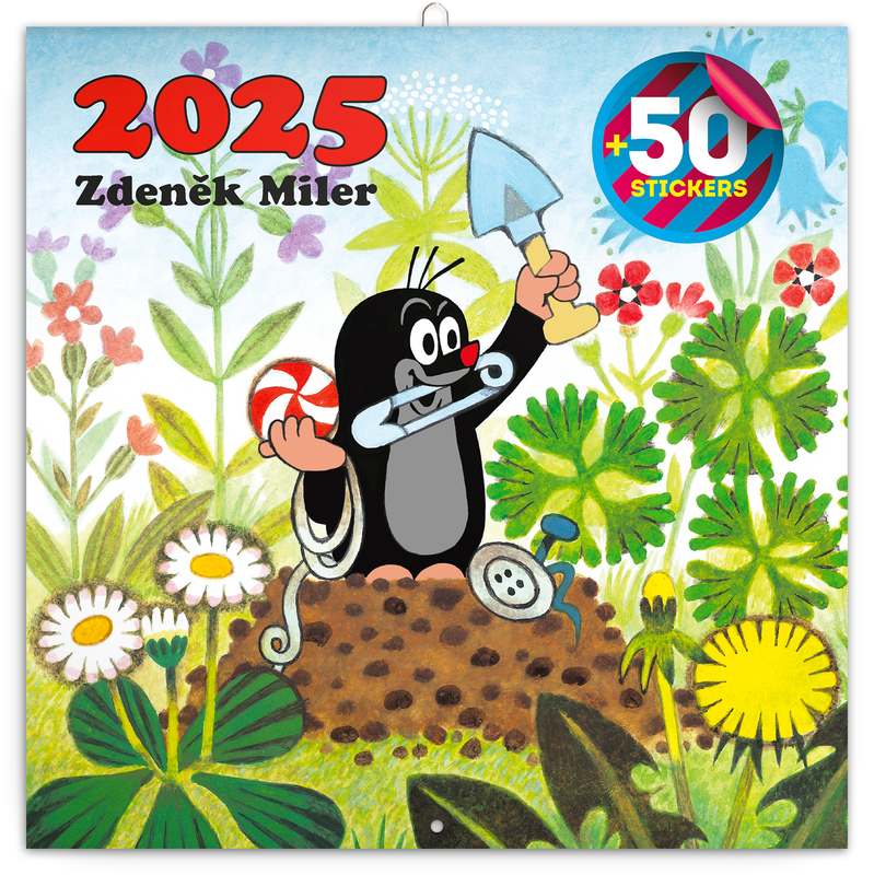 Poznámkový kalendář Krteček, s 50 samolepkami, 30 x 30 cm