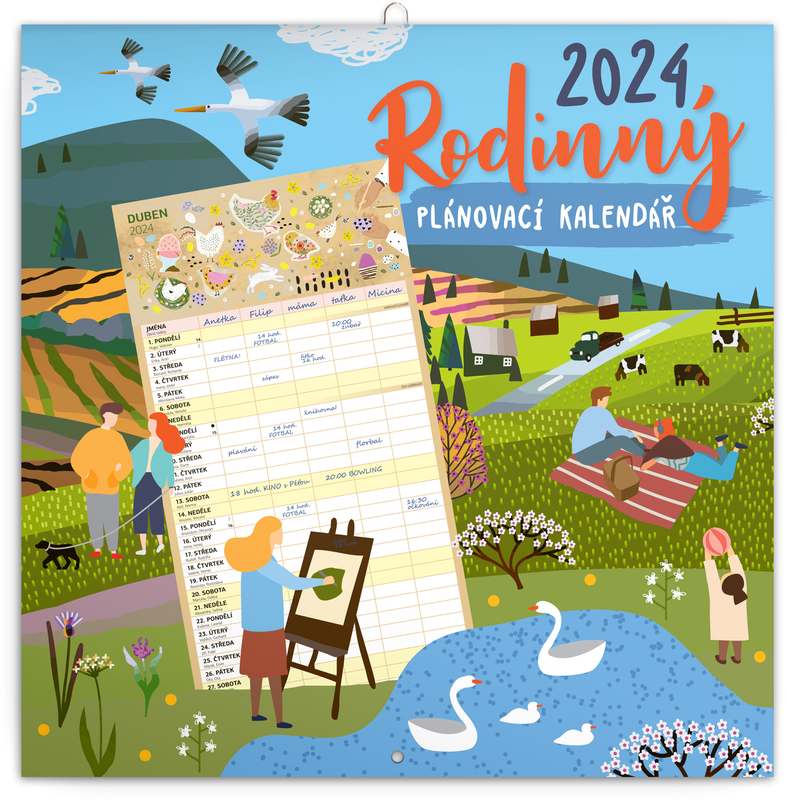 Rodinný plánovací kalendář 2024, 30 x 30 cm