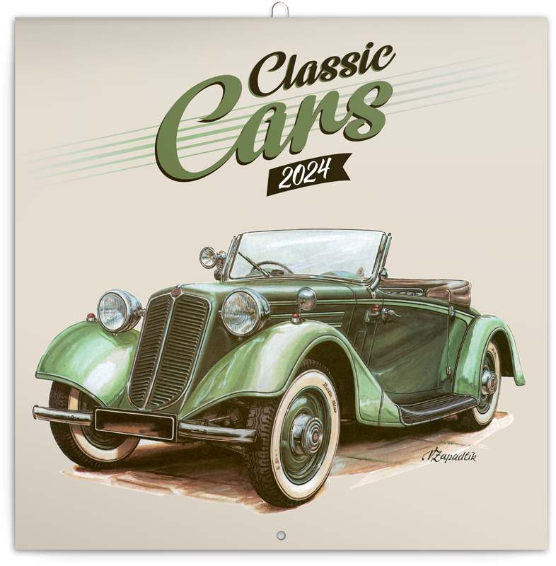 Poznámkový kalendář Classic Cars - Václav Zapadlík, 2024, 30 x 30 cm