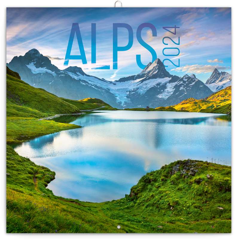 Poznámkový kalendář Alpy 2024, 30 x 30 cm