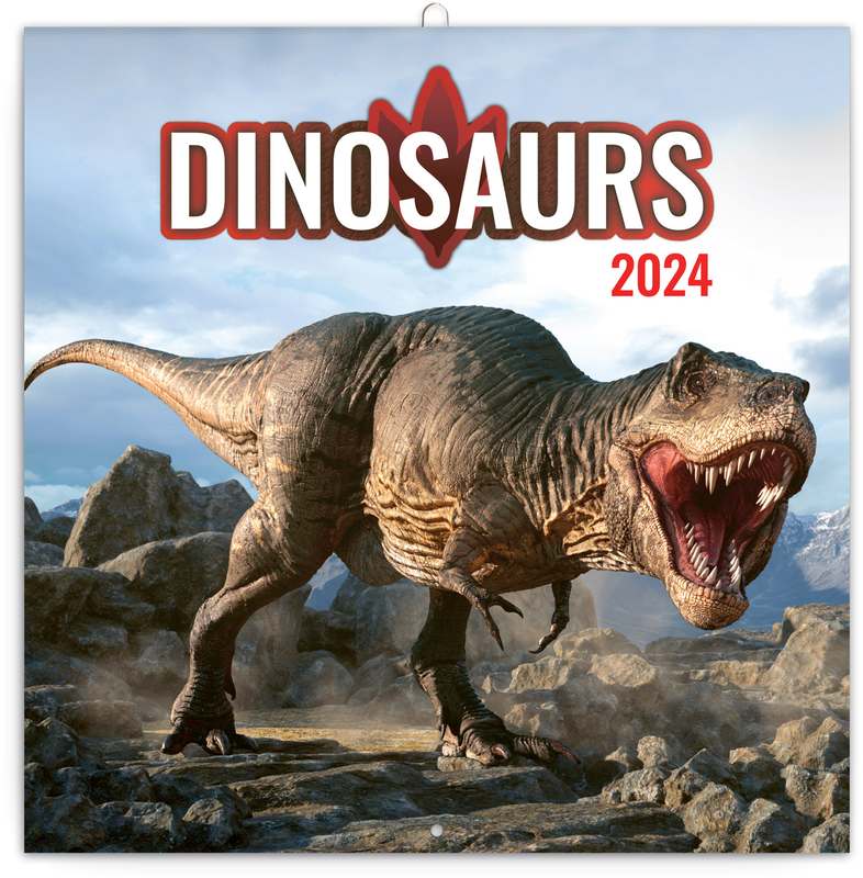 Poznámkový kalendář Dinosauři 2024, 30 x 30 cm